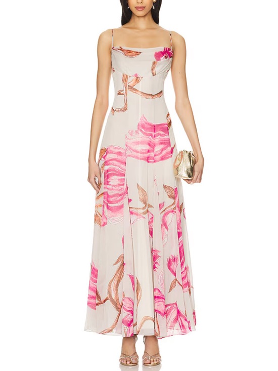 Rococo Sand Dresses & Skirts - Rococo Sand White Pink Maxi Dress NEW